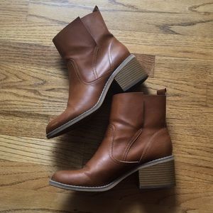 Camel Faux Leather Fall Booties